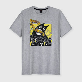 Мужская футболка хлопок Slim с принтом Pop Cat в Екатеринбурге, 92% хлопок, 8% лайкра | приталенный силуэт, круглый вырез ворота, длина до линии бедра, короткий рукав | pop cat | wide mouthed popping cat | арты | буп | мемы