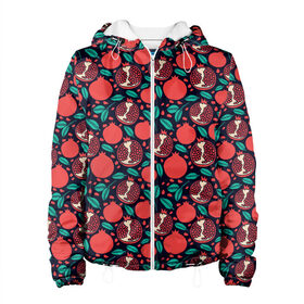 Женская куртка 3D с принтом Гранат (Паттерн) в Екатеринбурге, ткань верха — 100% полиэстер, подклад — флис | прямой крой, подол и капюшон оформлены резинкой с фиксаторами, два кармана без застежек по бокам, один большой потайной карман на груди. Карман на груди застегивается на липучку | fruit | pattern | pineapple | pink | гранат | еда | овощи | паттерн | растения | розовый | текстура | узор | фрукты