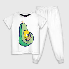 Детская пижама хлопок с принтом Гомер авокадо в Екатеринбурге, 100% хлопок |  брюки и футболка прямого кроя, без карманов, на брюках мягкая резинка на поясе и по низу штанин
 | авокадо | гомер | гомер авокадо | гомер симпсон | еда | пища | популярные иллюстрации | симсоны