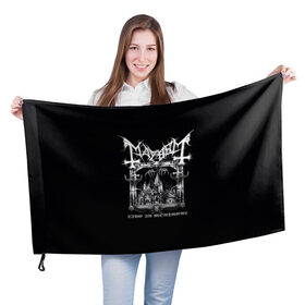 Флаг 3D с принтом Mayhem в Екатеринбурге, 100% полиэстер | плотность ткани — 95 г/м2, размер — 67 х 109 см. Принт наносится с одной стороны | mayhem | rock | мейхем | метал | мэйхем | рок