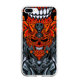 Чехол для iPhone 7Plus/8 Plus матовый с принтом CyberSkull в Екатеринбурге, Силикон | Область печати: задняя сторона чехла, без боковых панелей | Тематика изображения на принте: cyberpunk | evil | head | mask | mechanical | rage | robot | skull | арт | гнев | голова | демон | дьявол | злой | киберпанк | маска | механический | монстр | робот | рога | череп