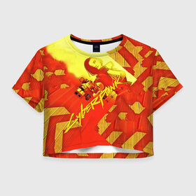 Женская футболка Crop-top 3D с принтом CYBERPUNK 2077 в Екатеринбурге, 100% полиэстер | круглая горловина, длина футболки до линии талии, рукава с отворотами | cd project red | cyberpunk 2077 | keanu reeves | samurai | киану ривз | киберпанк 2077 | самураи