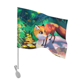 Флаг для автомобиля с принтом Лисичка в Екатеринбурге, 100% полиэстер | Размер: 30*21 см | fox | foxy | животное | звери | лиса | лисенок | лисичка | милая | рыжая | фокс