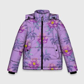 Зимняя куртка для мальчиков 3D с принтом Пионы на фиолетовом фоне в Екатеринбурге, ткань верха — 100% полиэстер; подклад — 100% полиэстер, утеплитель — 100% полиэстер | длина ниже бедра, удлиненная спинка, воротник стойка и отстегивающийся капюшон. Есть боковые карманы с листочкой на кнопках, утяжки по низу изделия и внутренний карман на молнии. 

Предусмотрены светоотражающий принт на спинке, радужный светоотражающий элемент на пуллере молнии и на резинке для утяжки | 8 марта | flowers | march 8 | spring | ботаническая иллюстрация | весна | день рождения | желтый | лето | любовь | пионы | праздник | принт | природа | растения | фиолетовый | цветы