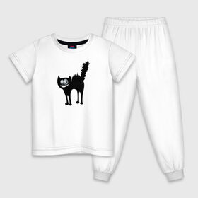 Детская пижама хлопок с принтом Забавный Кот в Екатеринбурге, 100% хлопок |  брюки и футболка прямого кроя, без карманов, на брюках мягкая резинка на поясе и по низу штанин
 | animals | beast | eyes | глаза | животные | забавный | звери | зубы | кот | котенок | кошка | прикол | пушистый | смешной | черный