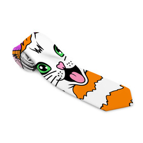 Галстук 3D с принтом Meow Pop Art Cat в Екатеринбурге, 100% полиэстер | Длина 148 см; Плотность 150-180 г/м2 | Тематика изображения на принте: comics | kitty | meow | pop art | pop cat | retro | арт | белый кот | взгляд | глаза | голова кота | животные | киска | комикс | кот | кошак | кошечка | мем | мультяшный | мур мур | мяу | поп арт | прикол | пушистик | ретро