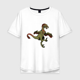 Мужская футболка хлопок Oversize с принтом Динозавр в Екатеринбурге, 100% хлопок | свободный крой, круглый ворот, “спинка” длиннее передней части | дино | динозавр | динозавры | животные | звери | охотники динозавры | раптор | рапторы | тиранозавр | хищники животные