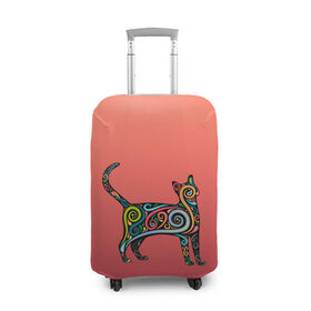 Чехол для чемодана 3D с принтом внутренний кот арт в Екатеринбурге, 86% полиэфир, 14% спандекс | двустороннее нанесение принта, прорези для ручек и колес | арт | внутренний зверь | дудлинг | завитушки | киса | кот | котик | котэ | кошка | узор | хиппи | яркий