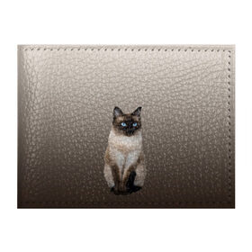 Обложка для студенческого билета с принтом Сиамский кот голубые глаза в Екатеринбурге, натуральная кожа | Размер: 11*8 см; Печать на всей внешней стороне | Тематика изображения на принте: арт | бежевый | градиент | киса | коричневый | кот | котейка | котенок | котик | котэ | кошка | реализм | сиамец | сиамский