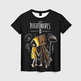 Женская футболка 3D с принтом LITTLE NIGHTMARES 2 в Екатеринбурге, 100% полиэфир ( синтетическое хлопкоподобное полотно) | прямой крой, круглый вырез горловины, длина до линии бедер | little nightmares | little nightmares 2 | six | игры | комиксы | шестая