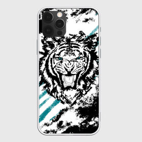 Чехол для iPhone 12 Pro Max с принтом Голубоглазый тигр в Екатеринбурге, Силикон |  | Тематика изображения на принте: абстракция | агрессивный | злой | зубы | клякса | пасть | полоски | полосы | суровый | тигр | чернота
