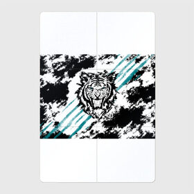Магнитный плакат 2Х3 с принтом Голубоглазый тигр в Екатеринбурге, Полимерный материал с магнитным слоем | 6 деталей размером 9*9 см | абстракция | агрессивный | злой | зубы | клякса | пасть | полоски | полосы | суровый | тигр | чернота