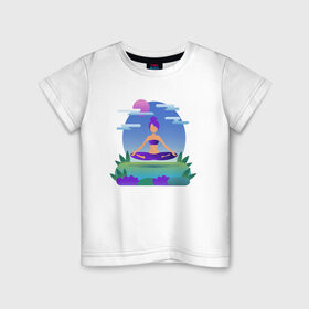Детская футболка хлопок с принтом Йога / Гармония / Релакс в Екатеринбурге, 100% хлопок | круглый вырез горловины, полуприлегающий силуэт, длина до линии бедер | гармония | душа | здоровье | йога | природа | тело