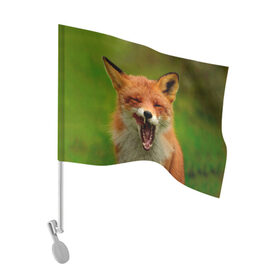 Флаг для автомобиля с принтом Лисица в Екатеринбурге, 100% полиэстер | Размер: 30*21 см | fox | foxy | животное | звери | лиса | лисенок | лисичка | милая | рыжая | фокс