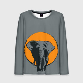 Женский лонгслив 3D с принтом Африканский Слон в Екатеринбурге, 100% полиэстер | длинные рукава, круглый вырез горловины, полуприлегающий силуэт | африка | графика | дикий мир | животное | персонаж | природа | рисунок | слон