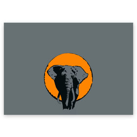 Поздравительная открытка с принтом Африканский Слон в Екатеринбурге, 100% бумага | плотность бумаги 280 г/м2, матовая, на обратной стороне линовка и место для марки
 | африка | графика | дикий мир | животное | персонаж | природа | рисунок | слон
