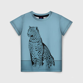Детская футболка 3D с принтом Леопард в Екатеринбурге, 100% гипоаллергенный полиэфир | прямой крой, круглый вырез горловины, длина до линии бедер, чуть спущенное плечо, ткань немного тянется | африка | большая кошка | графика | дикий мир | животное | кошка | персонаж | природа | рисунок | хищник