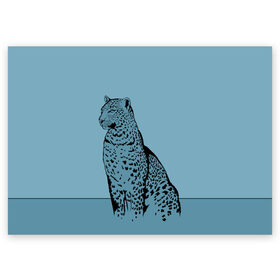 Поздравительная открытка с принтом Леопард в Екатеринбурге, 100% бумага | плотность бумаги 280 г/м2, матовая, на обратной стороне линовка и место для марки
 | африка | большая кошка | графика | дикий мир | животное | кошка | персонаж | природа | рисунок | хищник