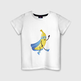 Детская футболка хлопок с принтом Baana man в Екатеринбурге, 100% хлопок | круглый вырез горловины, полуприлегающий силуэт, длина до линии бедер | banana | man | superhero | банан | супергерой | человек банан