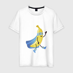 Мужская футболка хлопок с принтом Baana man в Екатеринбурге, 100% хлопок | прямой крой, круглый вырез горловины, длина до линии бедер, слегка спущенное плечо. | banana | man | superhero | банан | супергерой | человек банан