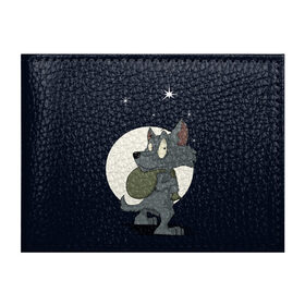 Обложка для студенческого билета с принтом Серый волчонок в Екатеринбурге, натуральная кожа | Размер: 11*8 см; Печать на всей внешней стороне | Тематика изображения на принте: графика | звезды | ночь | персонаж | природа | рисунок | сказка | сон | хищник