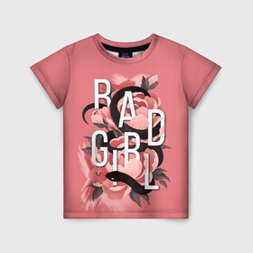 Детская футболка 3D с принтом Bad Girl в Екатеринбурге, 100% гипоаллергенный полиэфир | прямой крой, круглый вырез горловины, длина до линии бедер, чуть спущенное плечо, ткань немного тянется | 8 march | 8 марта | cool girl | feminism | flower | girl | woman | в подарок | весна | девочкам | девочке | женские | женщинам | женщине | март | праздник | фем | феменизм | цветочки | цветы