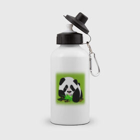 Бутылка спортивная с принтом Панда в Екатеринбурге, металл | емкость — 500 мл, в комплекте две пластиковые крышки и карабин для крепления | бамбук | животное | зверь | мишка | панда