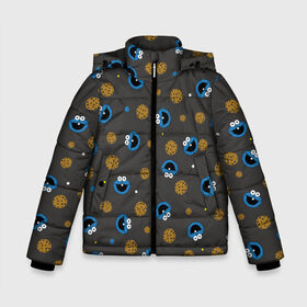Зимняя куртка для мальчиков 3D с принтом Cookie Monster в Екатеринбурге, ткань верха — 100% полиэстер; подклад — 100% полиэстер, утеплитель — 100% полиэстер | длина ниже бедра, удлиненная спинка, воротник стойка и отстегивающийся капюшон. Есть боковые карманы с листочкой на кнопках, утяжки по низу изделия и внутренний карман на молнии. 

Предусмотрены светоотражающий принт на спинке, радужный светоотражающий элемент на пуллере молнии и на резинке для утяжки | коржик | монстр | мультик | мультфильм | персонаж | печенье | текстура | улица сезам