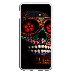 Чехол для Samsung S10E с принтом Skull в Екатеринбурге, Силикон | Область печати: задняя сторона чехла, без боковых панелей | бижутерия | день мёртвых. | череп