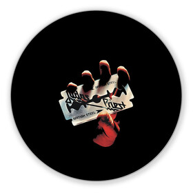 Коврик для мышки круглый с принтом Judas Priest в Екатеринбурге, резина и полиэстер | круглая форма, изображение наносится на всю лицевую часть | Тематика изображения на принте: black | deep | heep | judas | led | metal | music | priest | purple | rock | sabbath | skull | uriah | zeppelin | блэк | гитара | группа | иуда | метал | музыка | рок | священник | череп | электрогитара