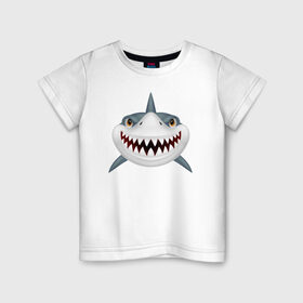 Детская футболка хлопок с принтом Животные в Екатеринбурге, 100% хлопок | круглый вырез горловины, полуприлегающий силуэт, длина до линии бедер | Тематика изображения на принте: акула | зубы | морские жители | пасть