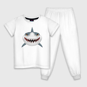 Детская пижама хлопок с принтом Животные в Екатеринбурге, 100% хлопок |  брюки и футболка прямого кроя, без карманов, на брюках мягкая резинка на поясе и по низу штанин
 | Тематика изображения на принте: акула | зубы | морские жители | пасть
