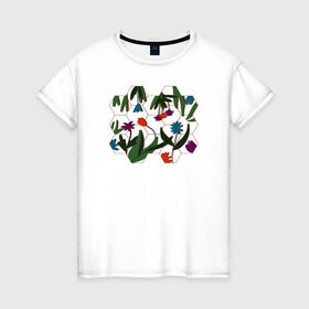 Женская футболка хлопок с принтом Цветочный мир в Екатеринбурге, 100% хлопок | прямой крой, круглый вырез горловины, длина до линии бедер, слегка спущенное плечо | flowers | природа | растения | цветы