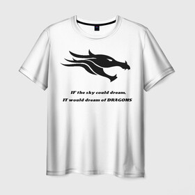 Мужская футболка 3D с принтом Мечта о драконах в Екатеринбурге, 100% полиэфир | прямой крой, круглый вырез горловины, длина до линии бедер | черные драконы | черный