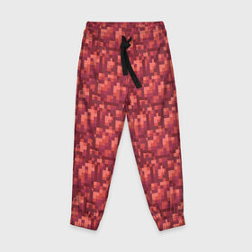 Детские брюки 3D с принтом красный краситель в Екатеринбурге, 100% полиэстер | манжеты по низу, эластичный пояс регулируется шнурком, по бокам два кармана без застежек, внутренняя часть кармана из мелкой сетки | бардовый | краситель | красный | майнкрафт | пиксель