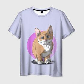 Мужская футболка 3D с принтом Грустный Котик в Екатеринбурге, 100% полиэфир | прямой крой, круглый вырез горловины, длина до линии бедер | графика | домашний животные | животное | котенок | котик | персонаж | природа | рисунок