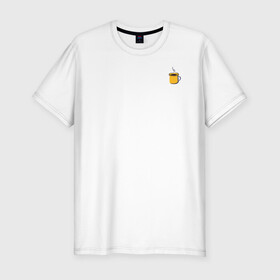 Мужская футболка хлопок Slim с принтом Кружка с кофе в Екатеринбурге, 92% хлопок, 8% лайкра | приталенный силуэт, круглый вырез ворота, длина до линии бедра, короткий рукав | coffee | drink | кофе | кружка | стакан