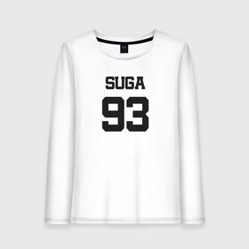 Женский лонгслив хлопок с принтом BTS - Suga 93 в Екатеринбурге, 100% хлопок |  | agust | agust d | boysband | bts | k pop | korea | korean | music | suga | suga 93 | бтс | к поп | кей поп | корейская | корейский | корея | кпоп | музыка | суга | шуга | шуга 93