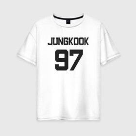 Женская футболка хлопок Oversize с принтом BTS - Jungkook 97 в Екатеринбурге, 100% хлопок | свободный крой, круглый ворот, спущенный рукав, длина до линии бедер
 | boysband | bts | jungkook | jungkook 97 | k pop | korea | korean | music | бтс | джонгук | к поп | кей поп | корейская | корейский | корея | кпоп | музыка | чонгук