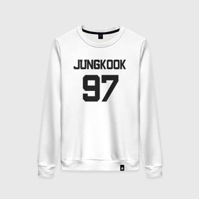 Женский свитшот хлопок с принтом BTS - Jungkook 97 в Екатеринбурге, 100% хлопок | прямой крой, круглый вырез, на манжетах и по низу широкая трикотажная резинка  | boysband | bts | jungkook | jungkook 97 | k pop | korea | korean | music | бтс | джонгук | к поп | кей поп | корейская | корейский | корея | кпоп | музыка | чонгук