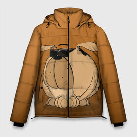 Мужская зимняя куртка 3D с принтом Крутой мой верный пес в Екатеринбурге, верх — 100% полиэстер; подкладка — 100% полиэстер; утеплитель — 100% полиэстер | длина ниже бедра, свободный силуэт Оверсайз. Есть воротник-стойка, отстегивающийся капюшон и ветрозащитная планка. 

Боковые карманы с листочкой на кнопках и внутренний карман на молнии. | Тематика изображения на принте: бульдог | графика | крутой парень | очки | персонаж | пес | рисунок | чёрные очки