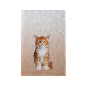 Обложка для паспорта матовая кожа с принтом бело-рыжий котенок реализм в Екатеринбурге, натуральная матовая кожа | размер 19,3 х 13,7 см; прозрачные пластиковые крепления | cat | kitten | бело рыжий | градиент | кот | котейка | котенок | котеночек | котик | котофей | котэ | кошка | малыш | милаш | мяу | нэко | реализм | рыже белый