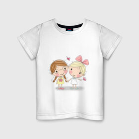 Детская футболка хлопок с принтом Девочка в Екатеринбурге, 100% хлопок | круглый вырез горловины, полуприлегающий силуэт, длина до линии бедер | беззаботное детство | игры | любовь