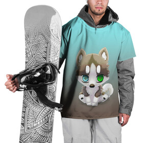 Накидка на куртку 3D с принтом Малыш хаски в Екатеринбурге, 100% полиэстер |  | Тематика изображения на принте: акито | гав | градиент | животные | любитель собак | малыш | пес | разные глаза | рисунок | собакен | собаки | собаченок | хаски | щенок