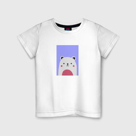Детская футболка хлопок с принтом Белый мишка в Екатеринбурге, 100% хлопок | круглый вырез горловины, полуприлегающий силуэт, длина до линии бедер | белый мишка | животные | медведь | медвежонок