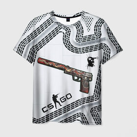 Мужская футболка 3D с принтом USP-S Kill Confirmed в Екатеринбурге, 100% полиэфир | прямой крой, круглый вырез горловины, длина до линии бедер | cs go | csgo | global elite | headshot | kill confirmed | skin | usp s | контра | кс го | скин | скины | хэдшот