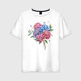 Женская футболка хлопок Oversize с принтом букет гаотензий в Екатеринбурге, 100% хлопок | свободный крой, круглый ворот, спущенный рукав, длина до линии бедер
 | 8 марта | весна | девушке | женский | мама | подарок | тренд | феминизм | цветы