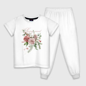 Детская пижама хлопок с принтом Spring mood в Екатеринбурге, 100% хлопок |  брюки и футболка прямого кроя, без карманов, на брюках мягкая резинка на поясе и по низу штанин
 | Тематика изображения на принте: 8 марта | весна | девушке | женский | мама | подарок | тренд | феминизм | цветы