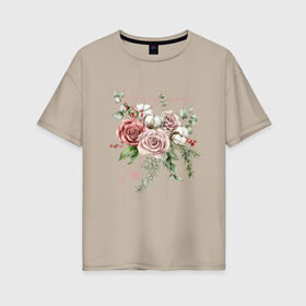 Женская футболка хлопок Oversize с принтом Spring mood в Екатеринбурге, 100% хлопок | свободный крой, круглый ворот, спущенный рукав, длина до линии бедер
 | 8 марта | весна | девушке | женский | мама | подарок | тренд | феминизм | цветы