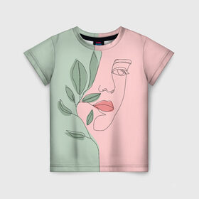 Детская футболка 3D с принтом девушка с листьями в Екатеринбурге, 100% гипоаллергенный полиэфир | прямой крой, круглый вырез горловины, длина до линии бедер, чуть спущенное плечо, ткань немного тянется | 8 марта | весна | девушке | женский | мама | подарок | тренд | феминизм | цветы